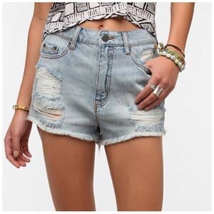 BDG High Rise Dree Cheeky Distressed Jean Shorts